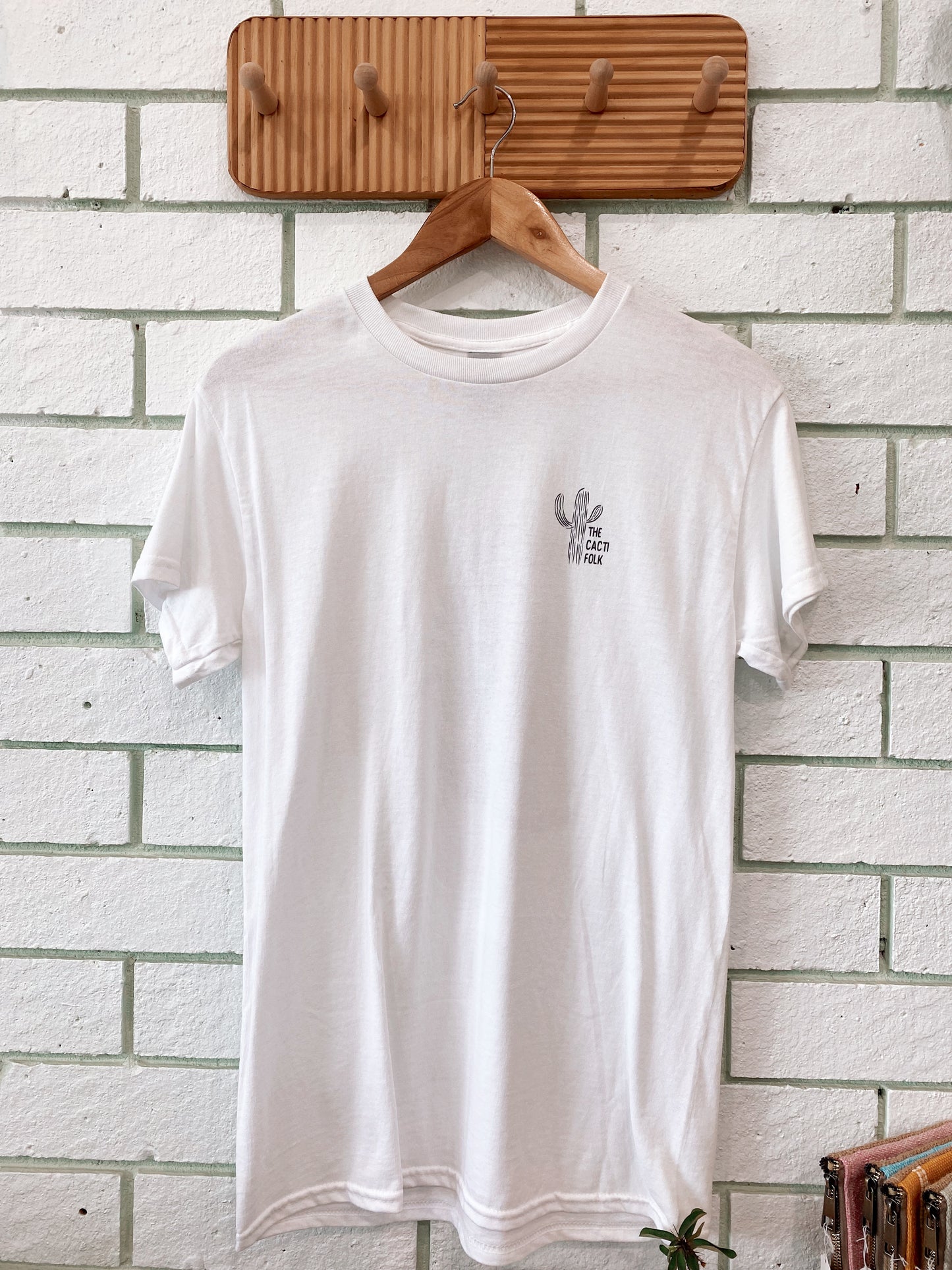 The Cacti Folk T-Shirt - White - Front Logo with Skull on Back